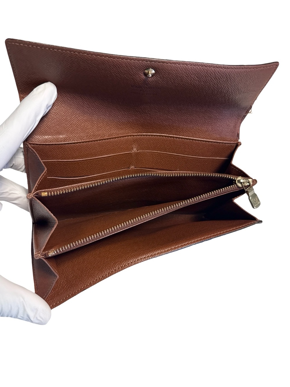 Louis Vuitton Brown Monogram Continental Wallet with Gold Snap - Picture 13 of 15